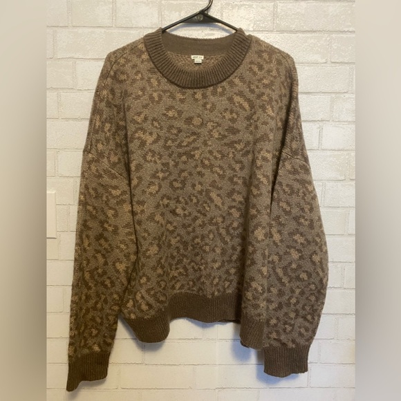 Aerie Womens Animal Print Sweater Extra Large Brown Cheetah Pullover - Picture 1 of 7